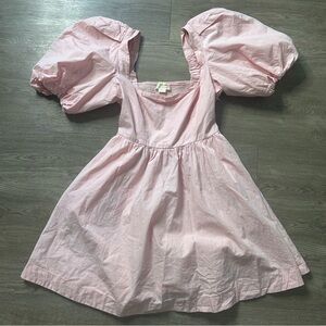 ANTHROPOLOGIE Pink Maeve Puff-Sleeve Smocked Mini Dress